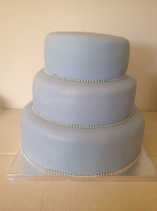 Blue stacked wedding cake